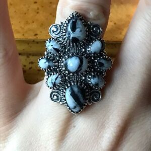 Natural White Buffalo Sterling Silver Ring Size 7